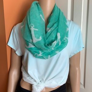 Darcie aqua blue anchor infinity scarf NWT